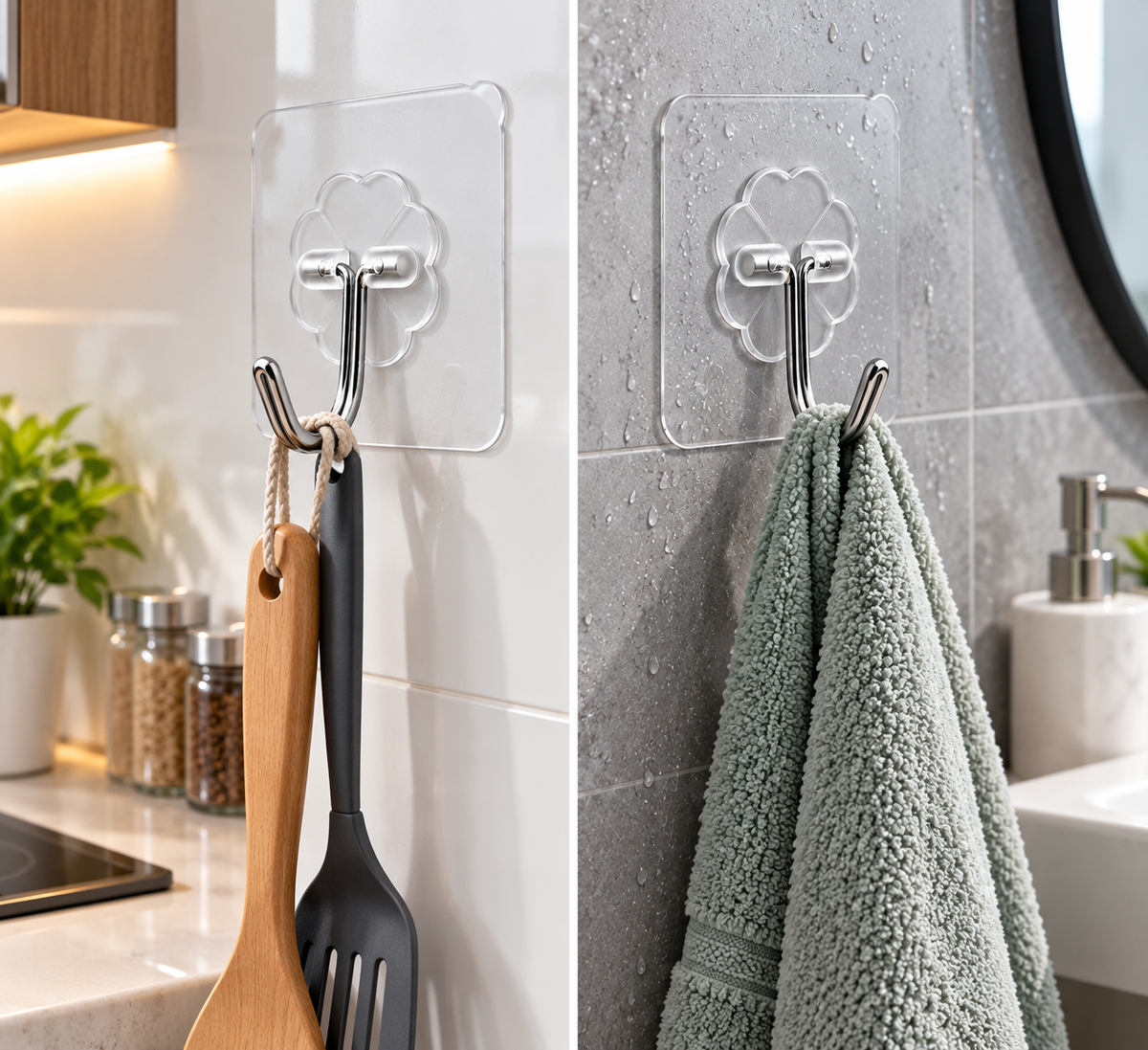 Transparent Self-Adhesive Wall Hooks