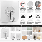 Transparent Self-Adhesive Wall Hooks