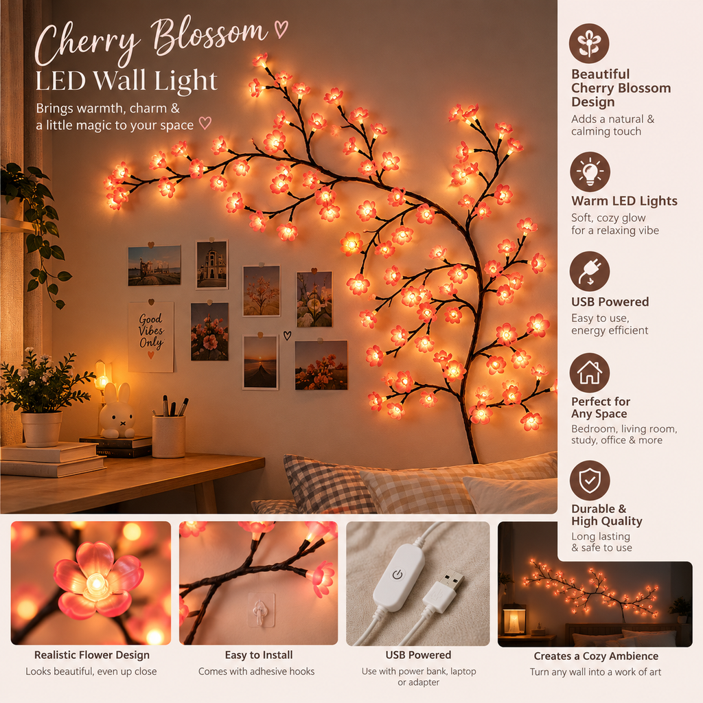 Cherry Blossom LED Branch Wall Light